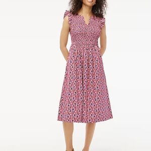 J. Crew Smocked flutter-sleeve midi dress nwt size 2xl